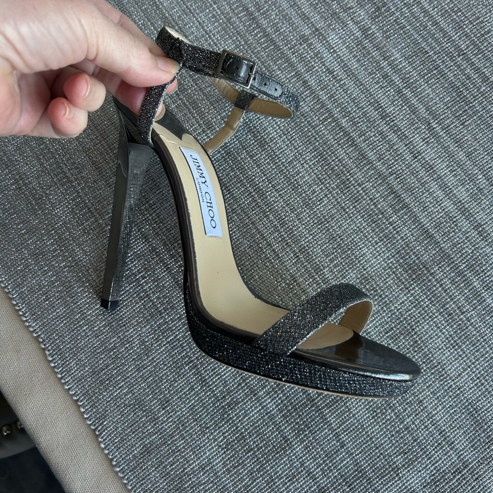 Jimmy Choo Claudette heels in Anthracite